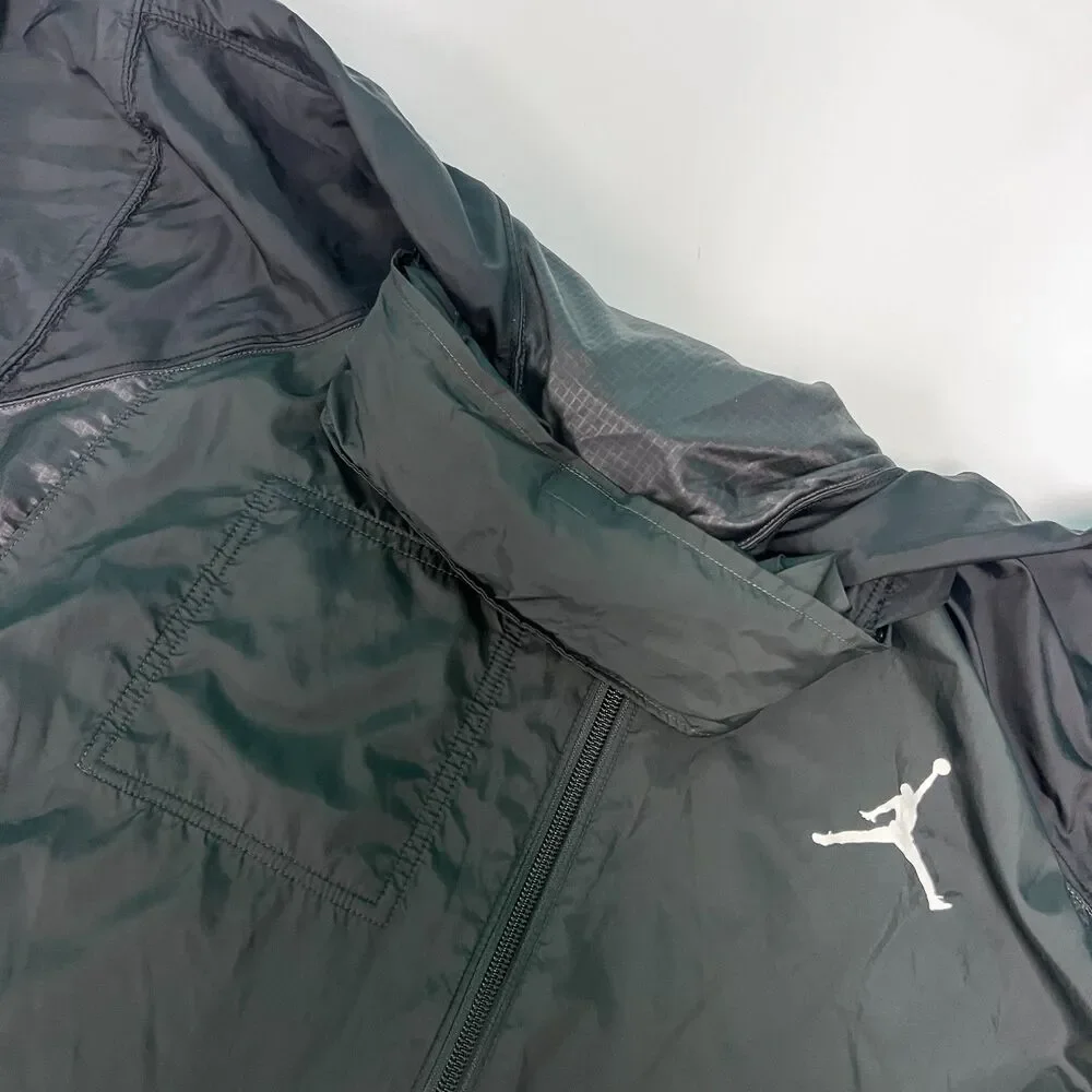 Air Jordan Jumpman Windbreaker Jacket XL Black Nylon 452284-060 Full Zip Hooded